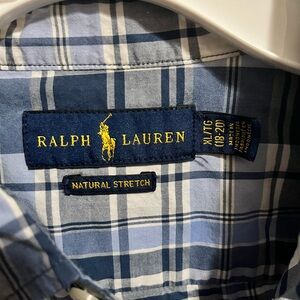 Boys XL Ralph Lauren Navy and White Plaid Shirt